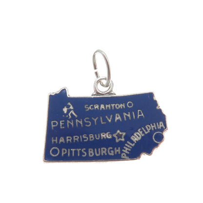 925 Sterling Silver Vintage Enamel Pennsylvania State Minimalist Charm Pendant