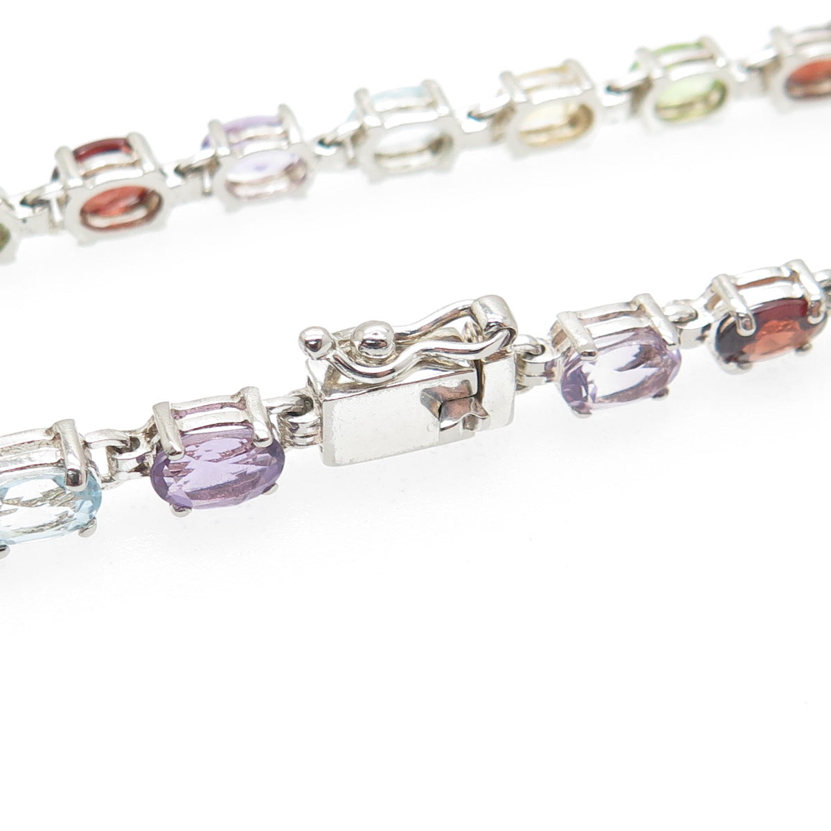 CNA PRANDA Sterling Vintage Topaz Peridot Citrine Amethyst Garnet Bracelet 6.75"