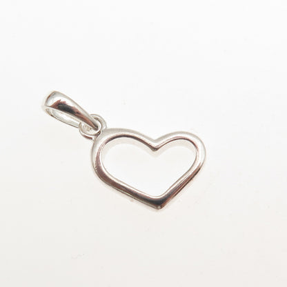 925 Sterling Silver Vintage Open Heart Mini Charm Pendant