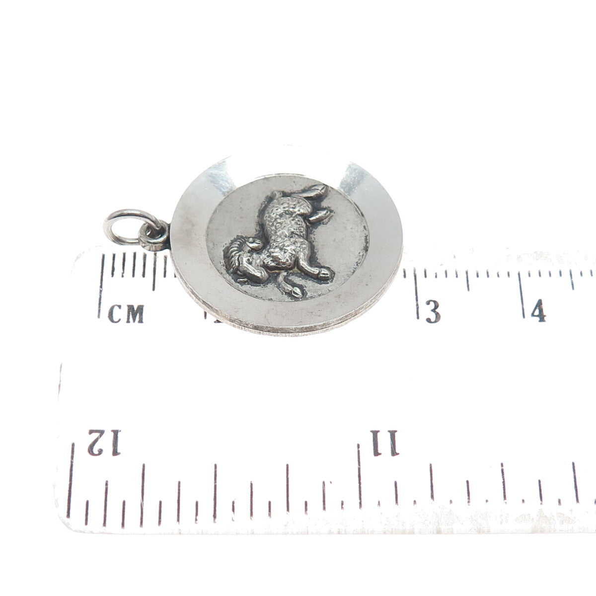 925 Sterling Silver Vintage Aries Zodiac Sign Round Pendant