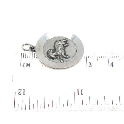 925 Sterling Silver Vintage Aries Zodiac Sign Round Pendant