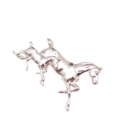 Slode 925 Sterling Silver Vintage Mare & Foal Horse Pin Brooch