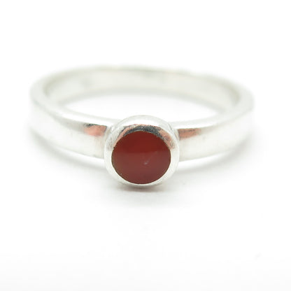 925 Sterling Silver Vintage Real Carnelian Ring Size 6.25