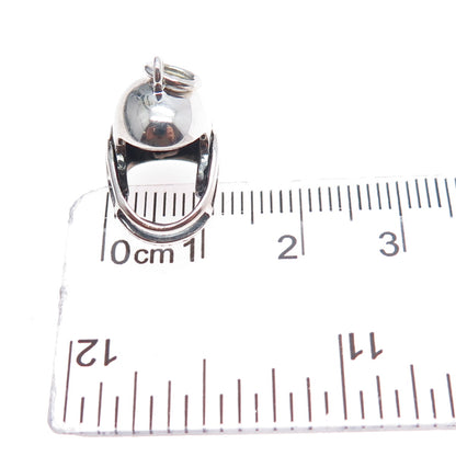 925 Sterling Silver Vintage Football Helmet Mini 3D Charm Pendant