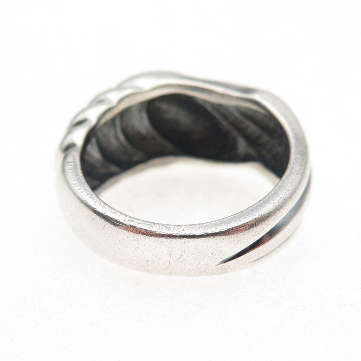 Lotus 999 Fine Silver Vintage Modernist Teardrop Oxidized Ring Size 7