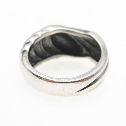 Lotus 999 Fine Silver Vintage Modernist Teardrop Oxidized Ring Size 7
