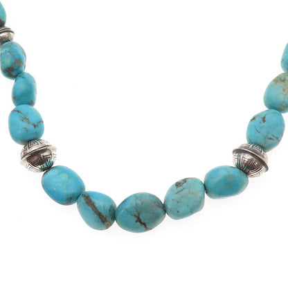 Running Bear & Sunrise Old Pawn Sterling Turquoise Navajo Pearls Necklace 16-18"