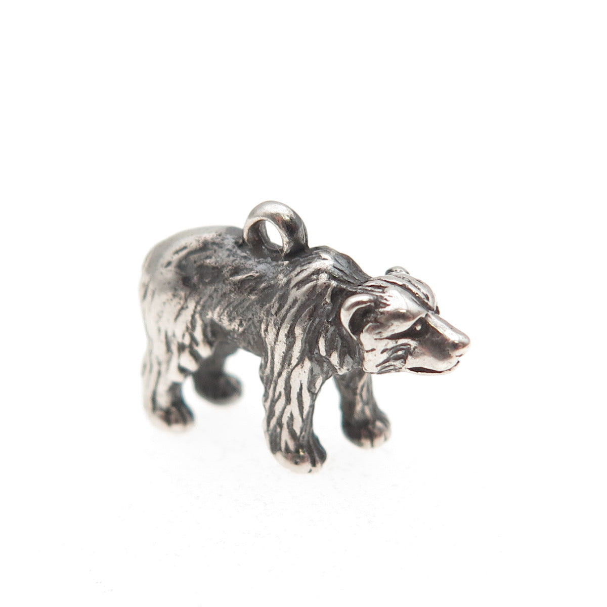 925 Sterling Silver Vintage Bear Oxidized 3D Mini Charm Pendant