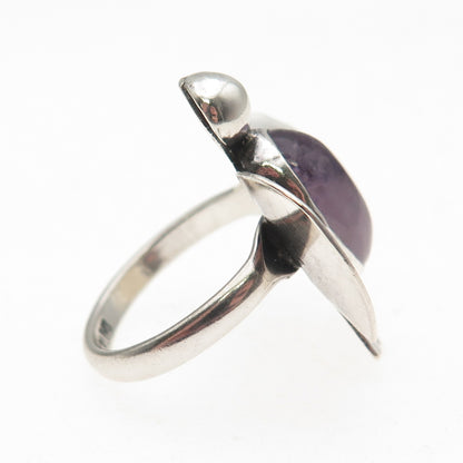 Old Pawn 925 Sterling Silver Vintage Amethyst Thunderbird Tribal Ring Size 6.5