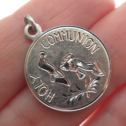 LUMIN 925 Sterling Silver Vintage Holy Communion Minimalist Charm Pendant