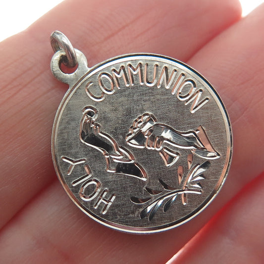 LUMIN 925 Sterling Silver Vintage Holy Communion Minimalist Charm Pendant