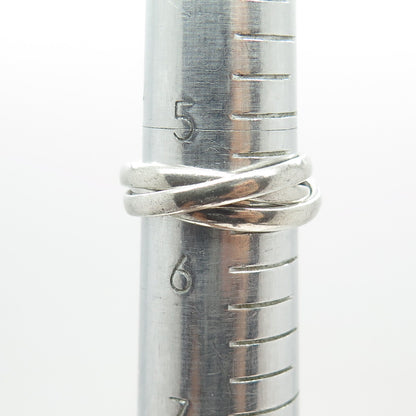 925 Sterling Silver Vintage Mexico Interlocked Trinity Oxidized Ring Size 5.75