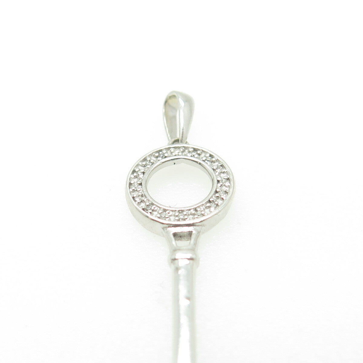 925 Sterling Silver Real Round-Cut White Diamond Circle of Life Key Pendant