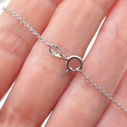 925 Sterling Silver Round-Cut Pink & White C Z Floral Cable Chain Necklace 18"