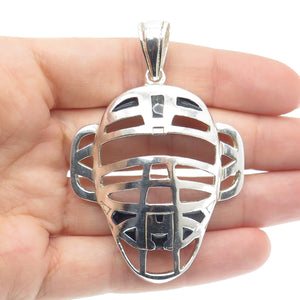 925 Sterling Silver Vintage Baseball Catcher's Mask Pendant
