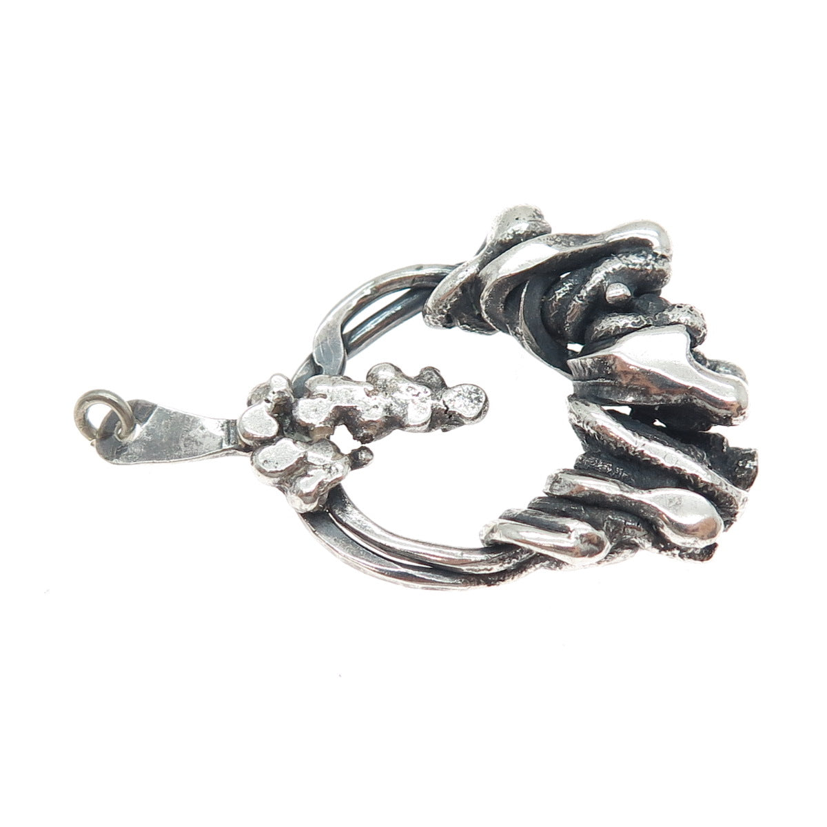 BEBE 925 Sterling Silver Vintage Modernist Oxidized Charm Pendant