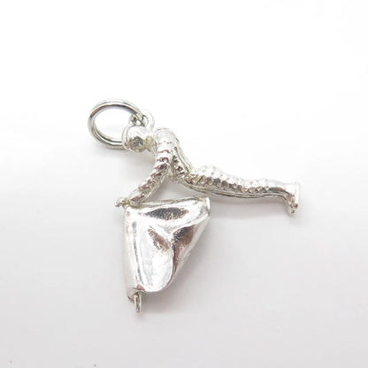 925 Sterling Silver Vintage Toreador 3D Charm Pendant