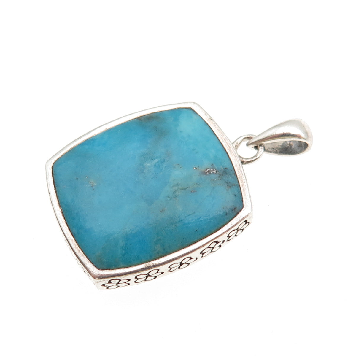 BOMA 925 Sterling Silver Vintage Real Morenci Turquoise Charm Pendant
