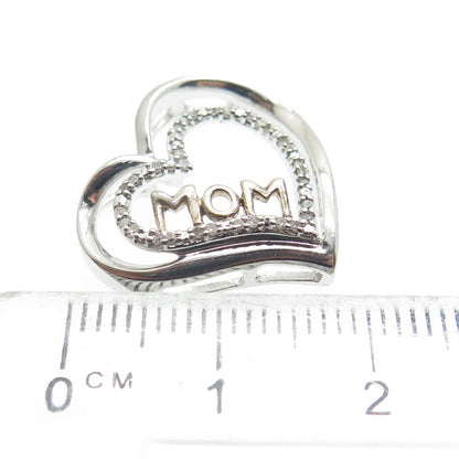 JANE SAYMOUR 925 Sterling Silver Real Diamond "Mom" Heart Pendant