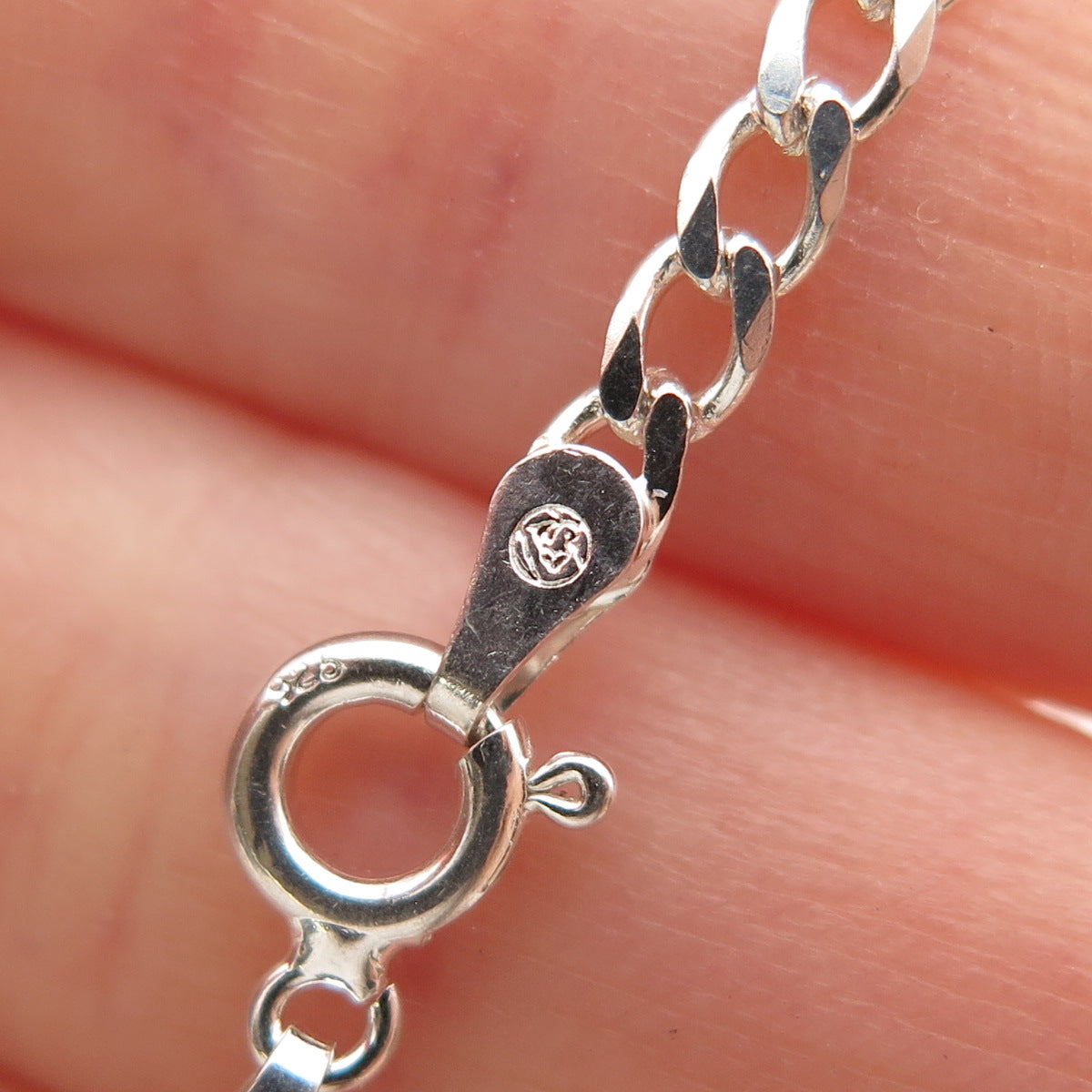 925 Sterling Silver Vintage Italy Curb Chain Necklace 18"