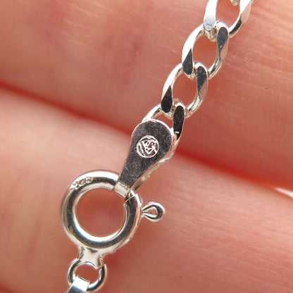 925 Sterling Silver Vintage Italy Curb Chain Necklace 18"