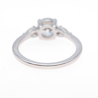 925 Sterling Silver Round & Pear-Cut C Z Engagement Ring Size 8.25