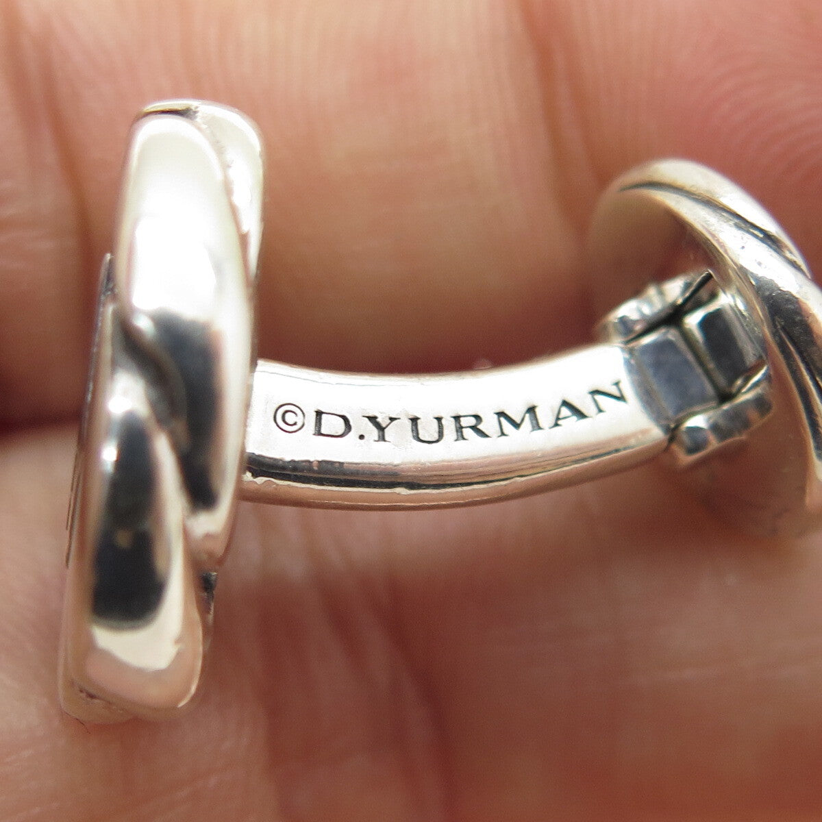 DAVID YURMAN 925 Sterling Silver Real Black Onyx Floral Cufflinks