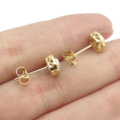 925 Sterling Silver Gold Plated C Z Stud Earrings