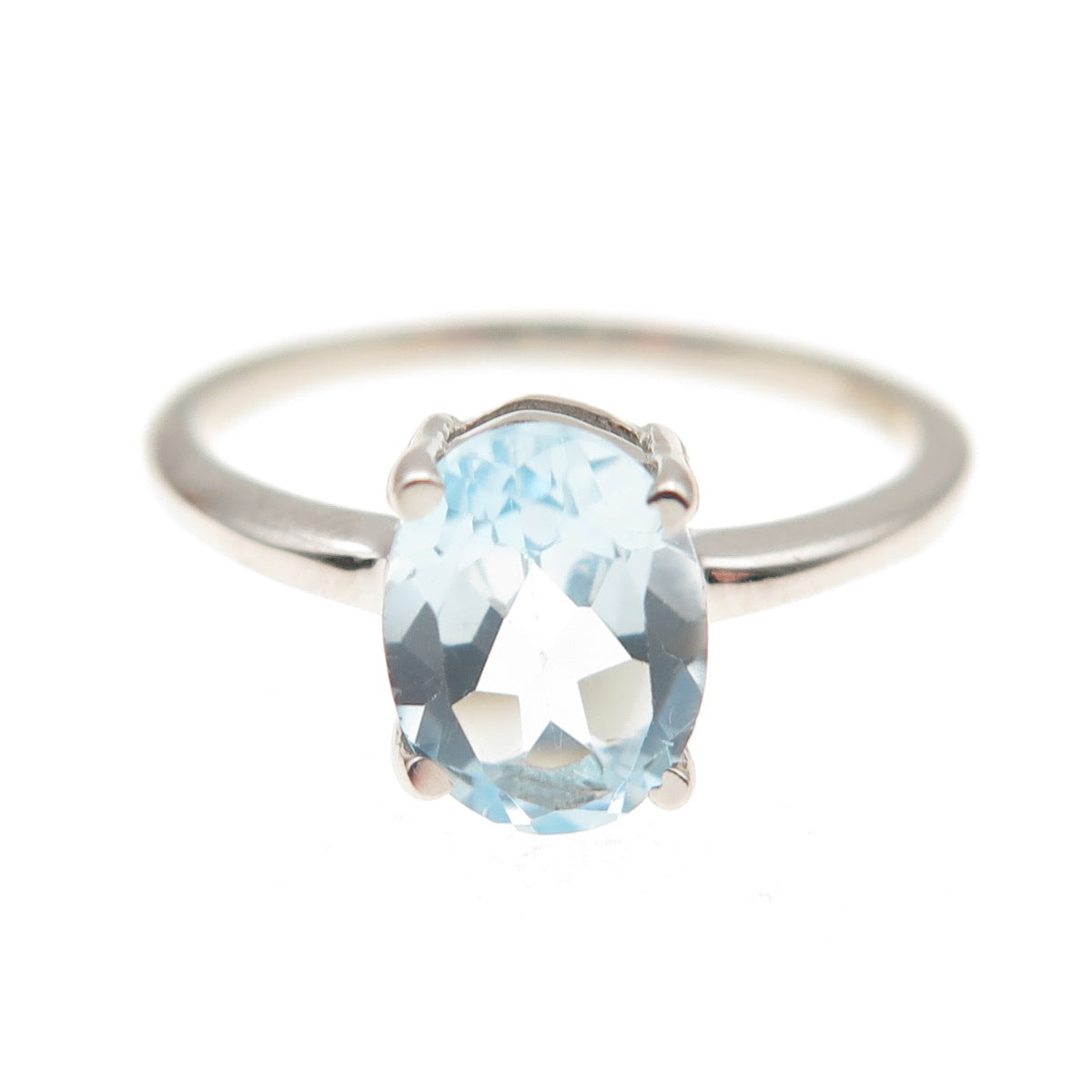 Dazzlers 925 Sterling Silver Real Oval-Cut Blue Topaz Ring Size 6