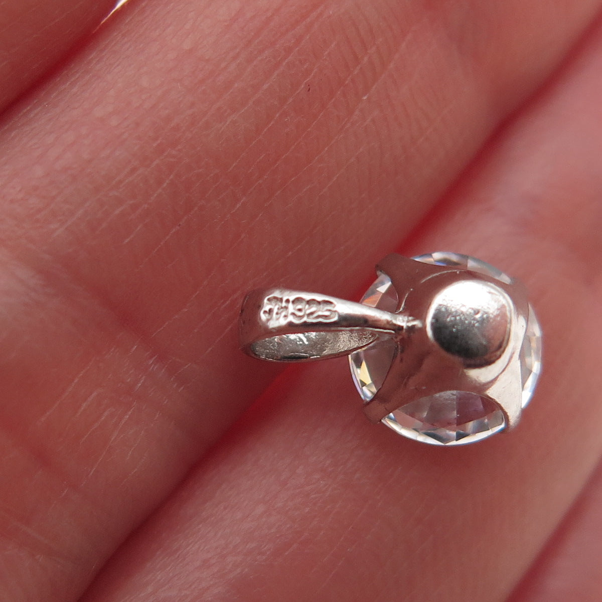 JH YOUNG 925 Sterling Silver Round-Cut C Z Mini Charm Pendant