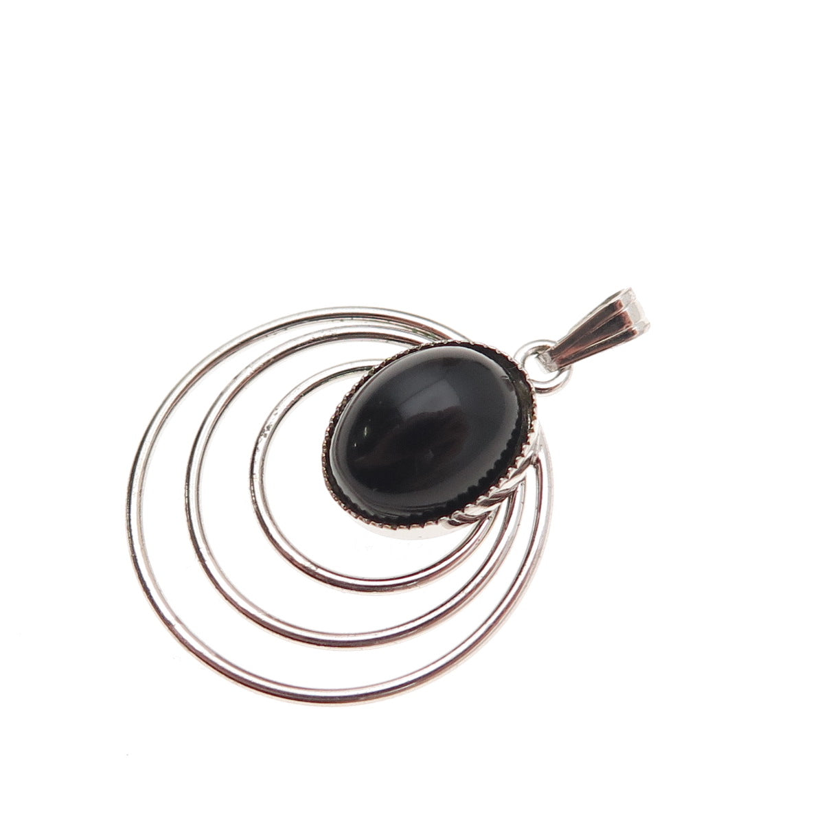 1/20 12K White Gold Filled Antique Art Deco Real Black Onyx Charm Pendant
