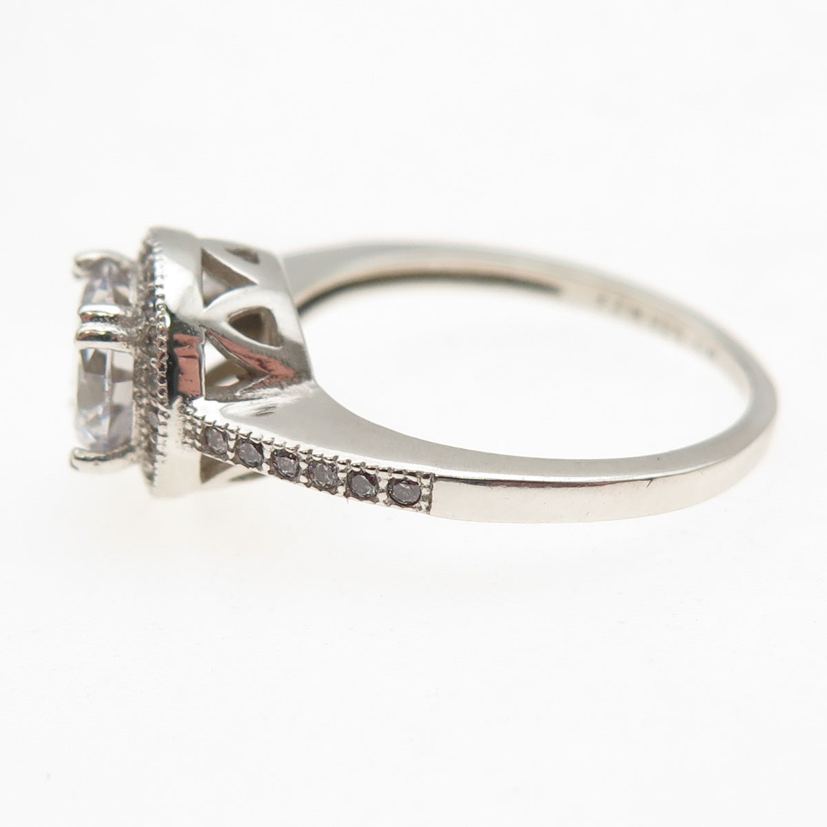 925 Sterling Silver Round-Cut C Z Engagement Ring Size 7