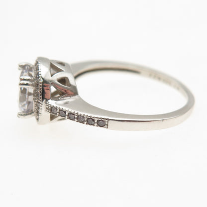 925 Sterling Silver Round-Cut C Z Engagement Ring Size 7