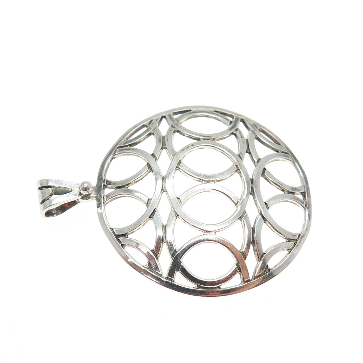 TAHARA 925 Sterling Silver Vintage Ornate Disc Oxidized Pendant