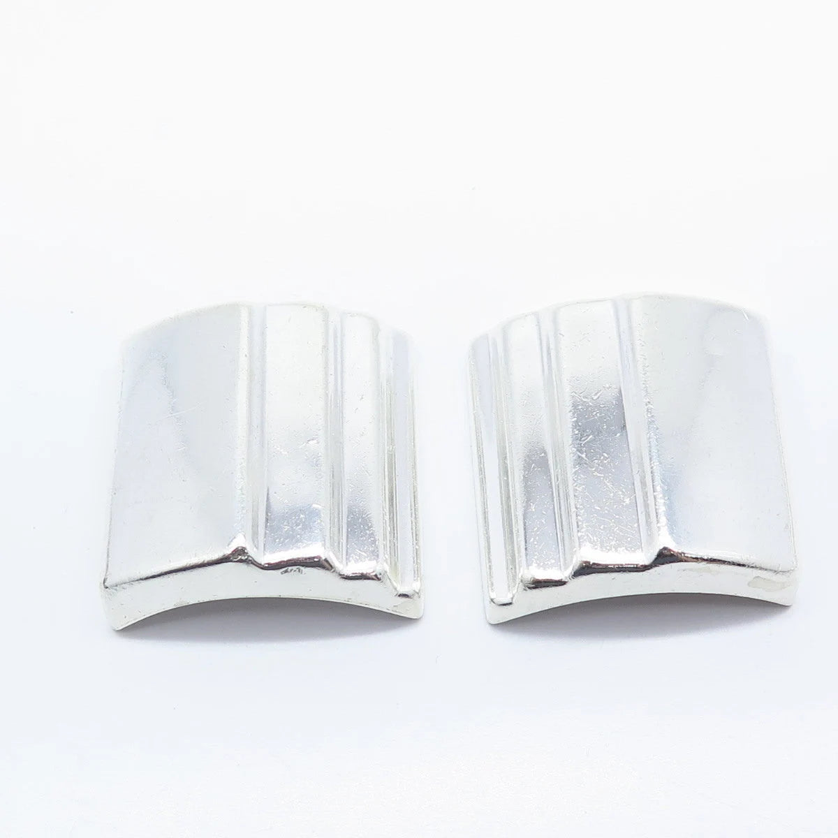 925 Sterling Silver Vintage Zina Modernist Clip On Earrings