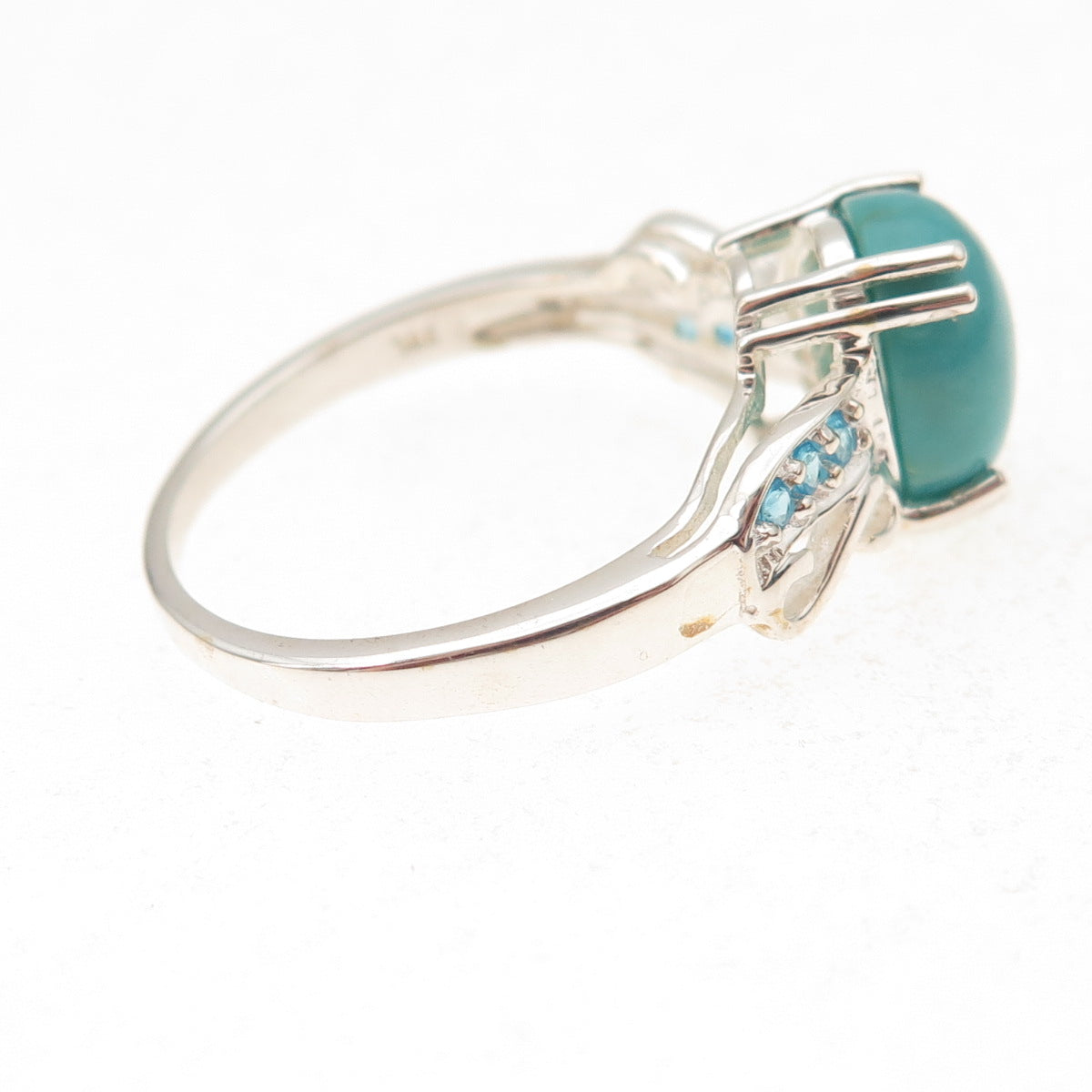 925 Sterling Silver Real Sleeping Beauty Turquoise & Apatite Ring Size 8