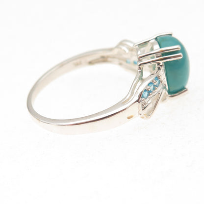 925 Sterling Silver Real Sleeping Beauty Turquoise & Apatite Ring Size 8