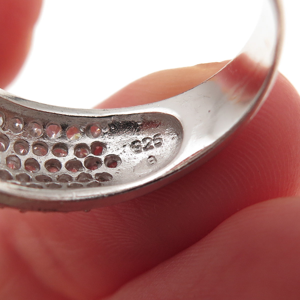 925 Sterling Silver Round-Cut C Z Sparkle Ring Size 9.5
