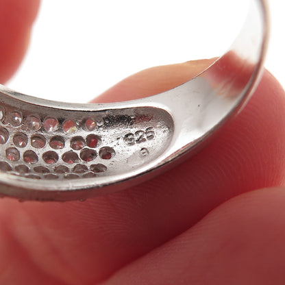 925 Sterling Silver Round-Cut C Z Sparkle Ring Size 9.5