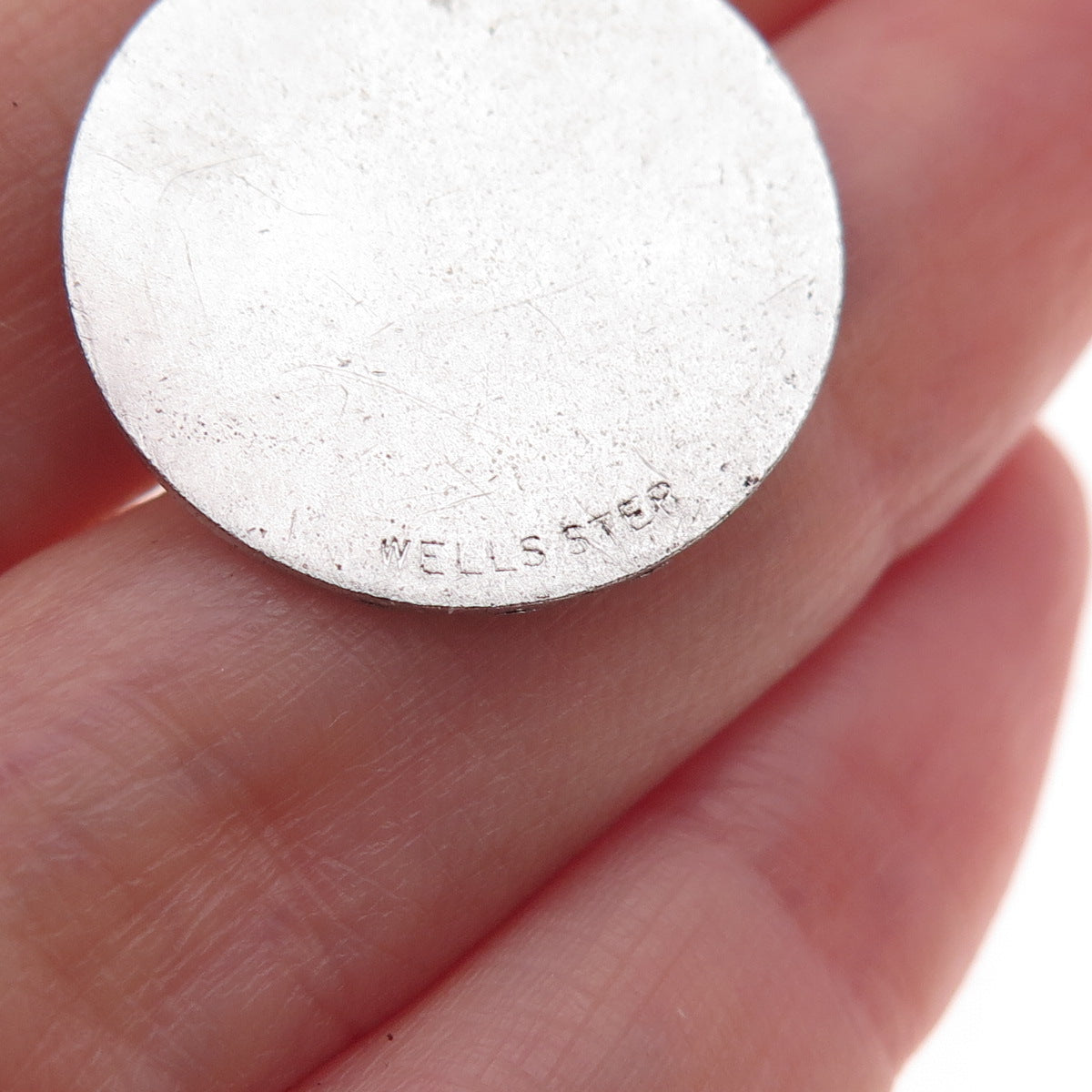 Wells 925 Sterling Silver Vintage Engraved Kim Charm Pendant