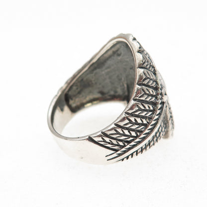 925 Sterling Silver Vintage Southwestern Indian Chief Oxidized Ring Size 8.75
