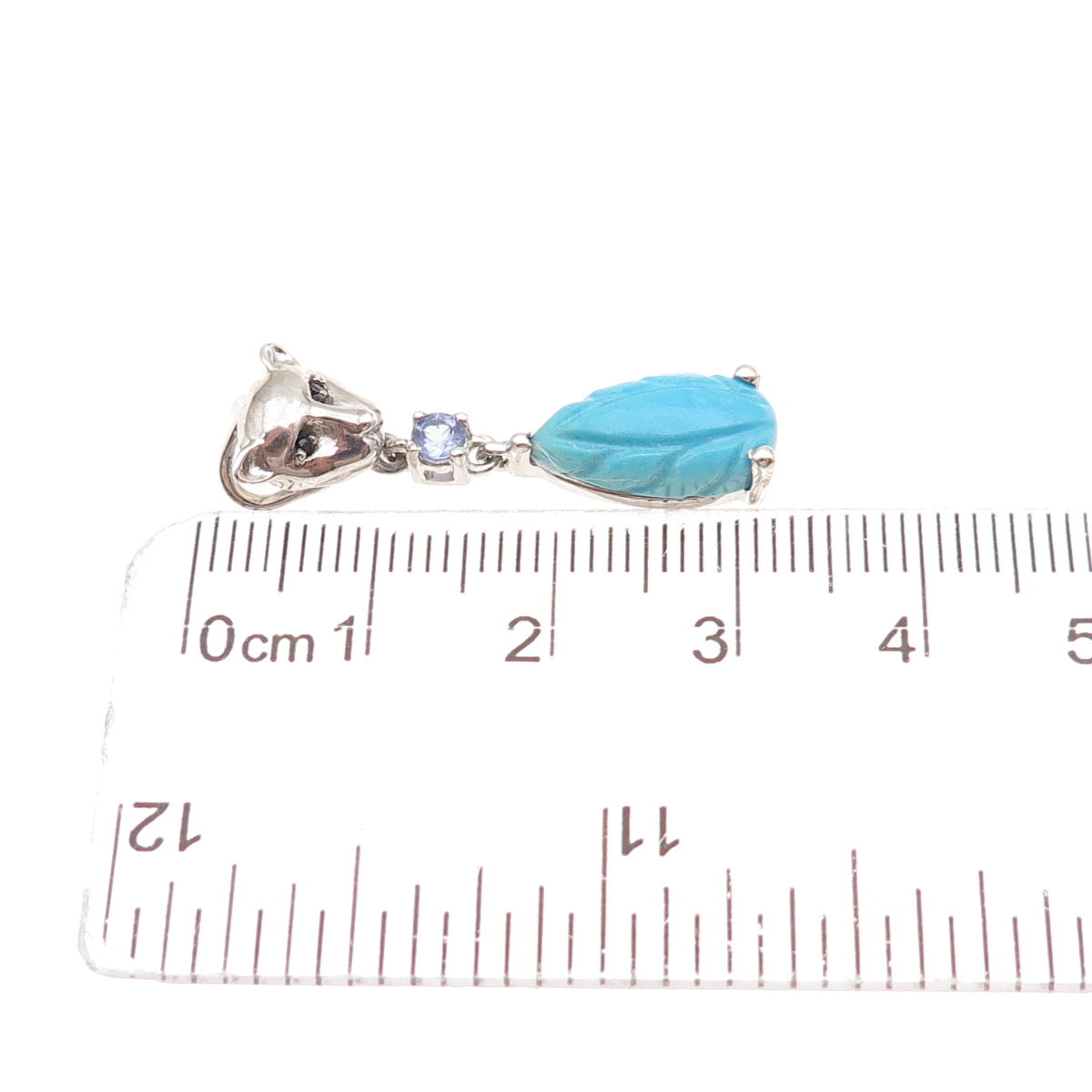 D'Joy 925 Sterling Silver Real Turquoise Tanzanite Spinel Panther Slide Pendant