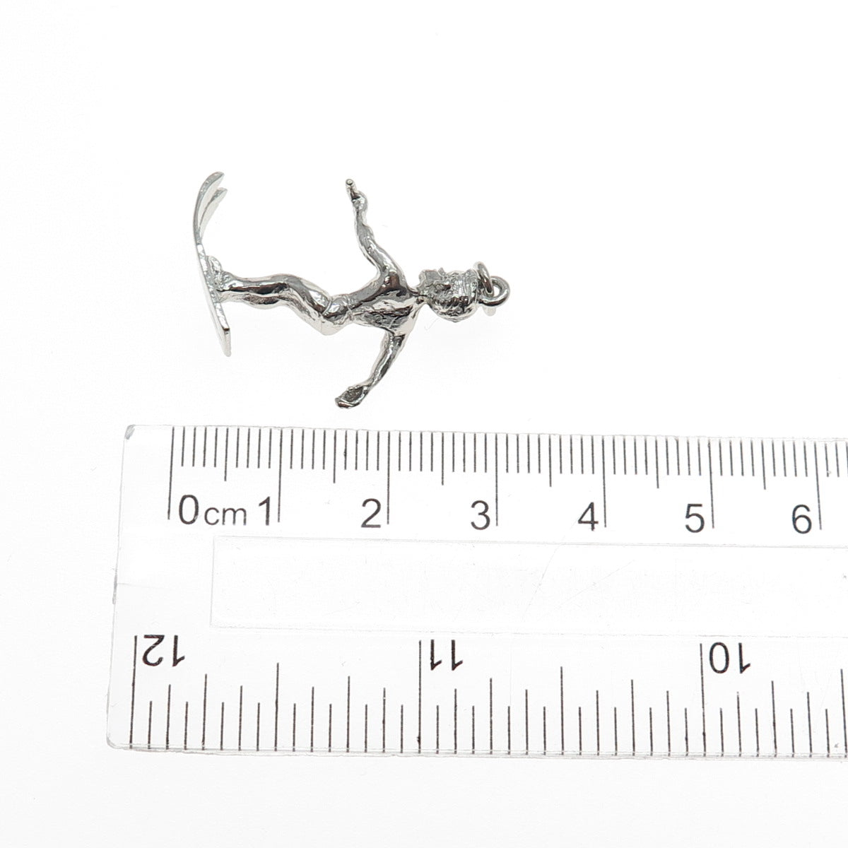 925 Sterling Silver Vintage Waterskier 3D Charm Pendant