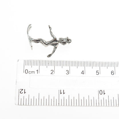 925 Sterling Silver Vintage Waterskier 3D Charm Pendant
