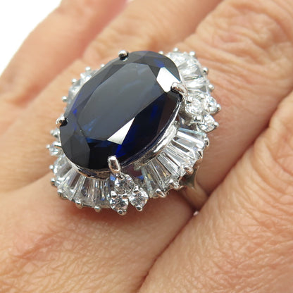JOLIE GABOR 925 Sterling Silver Lab-Created Sapphire & Multi-C Z Ring Size 7