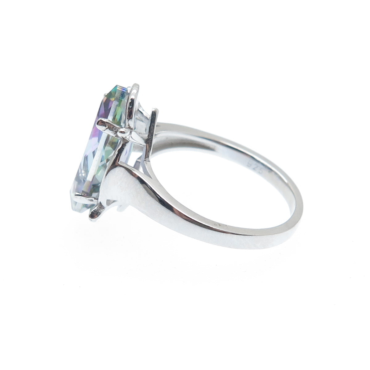 925 Sterling Silver Real Marquis-Cut Mystic Topaz Gemstone Ring Size 7.25