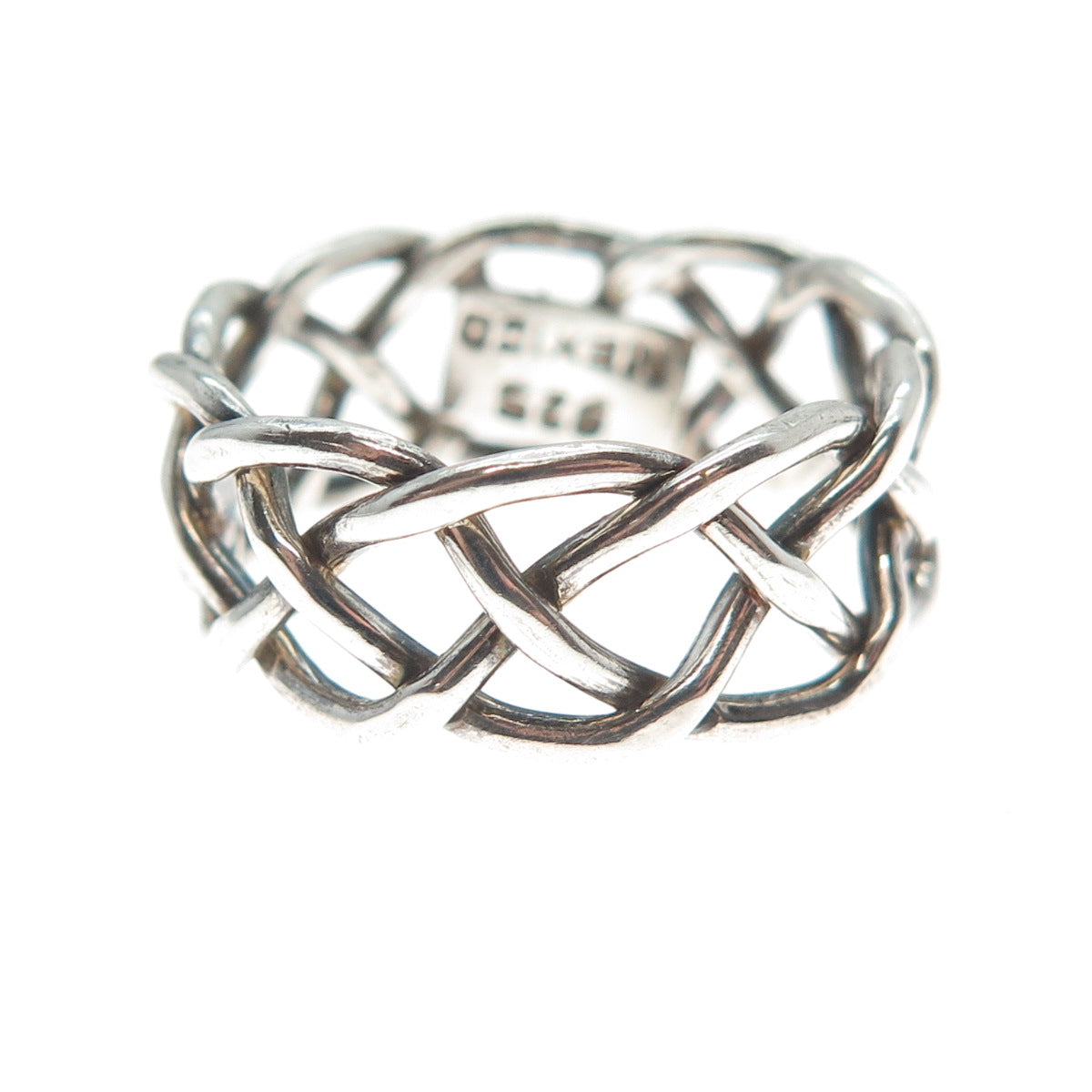 925 Sterling Silver Vintage Mexico Woven Band Ring Size 9