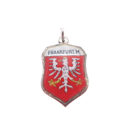 925 Sterling Silver Vintage Enamel Frankfurt am Main Germany Minimalist Pendant