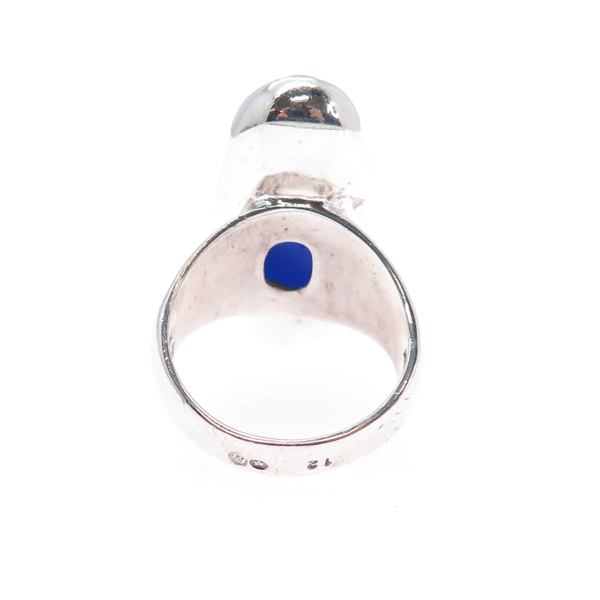 S'PALIU Sterling Silver Vintage Spain Real Lapis Modernist Ring Size 6.25 #12