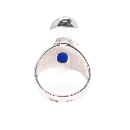S'PALIU Sterling Silver Vintage Spain Real Lapis Modernist Ring Size 6.25 #12